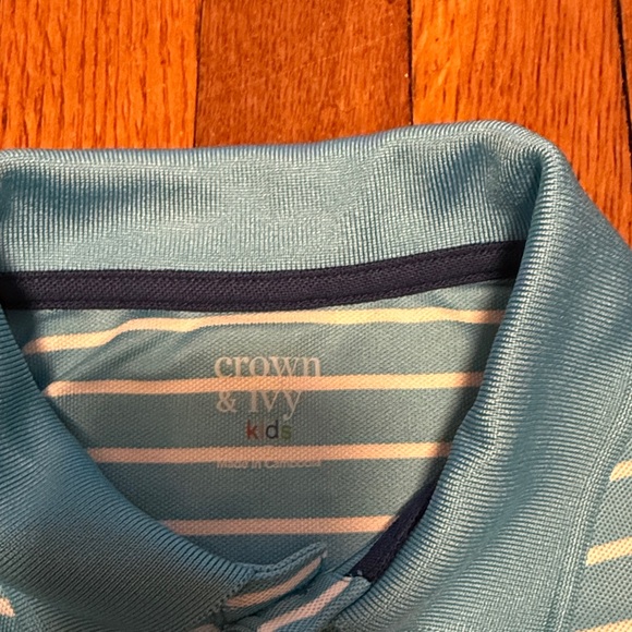 Crown & Ivy Boys Polo Shirts Lot - Blue & Green Striped Size 7 - Picture 4 of 9